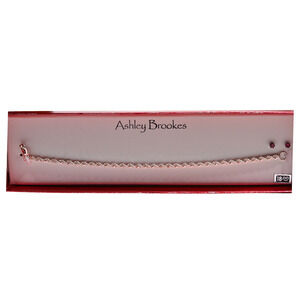 Ashley Brookes Silver Rope Bracelet With Red Stone Stud Earrings Set With Box
